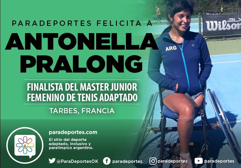 Tenis adaptado: Antonella Pralong, finalista del Master Junior en Francia